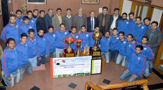 Chairman felicitates J&K Bank football team, announces cash prize Chairman felicitates J&K Bank football team, announces cash prize