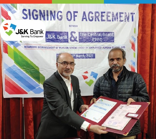 J&K Bank signs  agreement with EPFO, to act as pension disbursemen…
