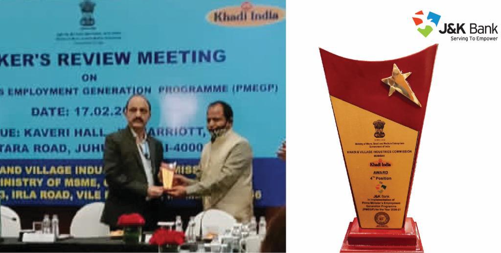 J&K Bank bags Khadi India Award for PMEGP, among top 4 banks in th…