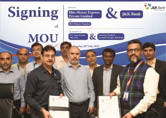 J&K Bank ties-up with Ebix Money Express Pvt Ltd