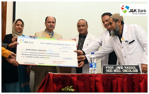 Under CSR, J&K Bank collaborates with SKIMS  to help poor cancer p…