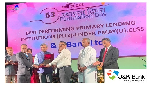 J&K Bank bags award for outstanding contribution under PM Awas Yoj…