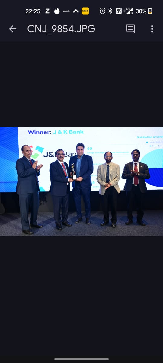 J&K Bank wins IIBF Award of Excellence Recognition reflects Bank…